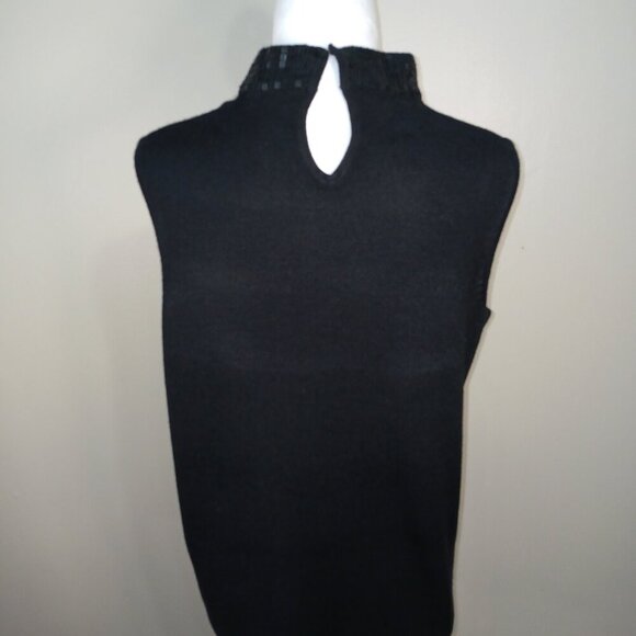 GOOD CLOTHES BLACK SLEEVELESS SWEATER, MOCK NECK WITH SEQUINS, SIZE LARGE - Picture 4 of 6